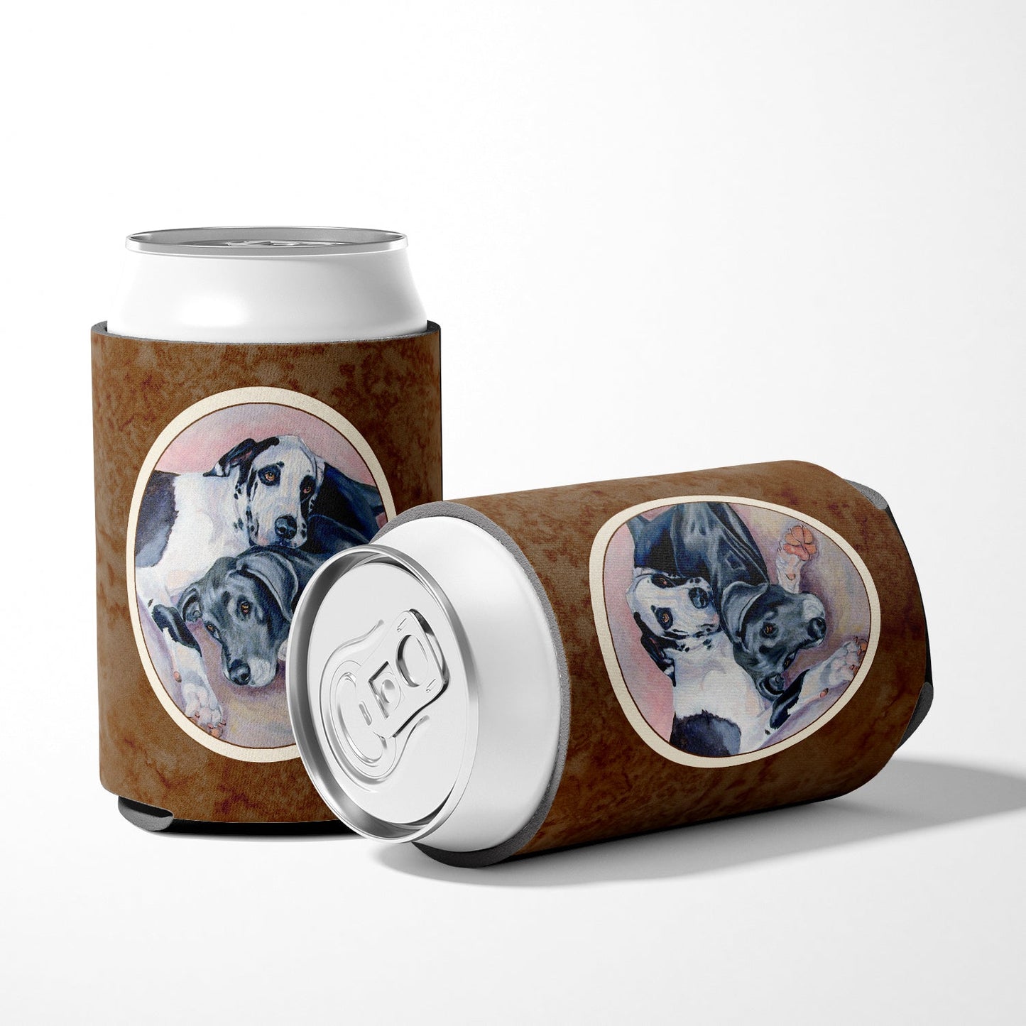 Black and Harlequin Great Dane Can or Bottle Hugger 7164CC