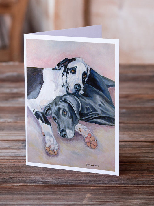 Black and Harlequin Great Dane  Greeting Cards and Envelopes Pack of 8