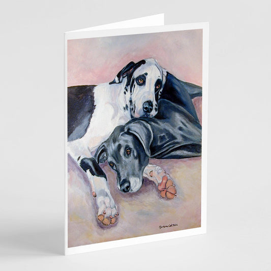 Black and Harlequin Great Dane  Greeting Cards and Envelopes Pack of 8