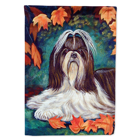 Autumn Leaves Shih Tzu Flag Canvas House Size
