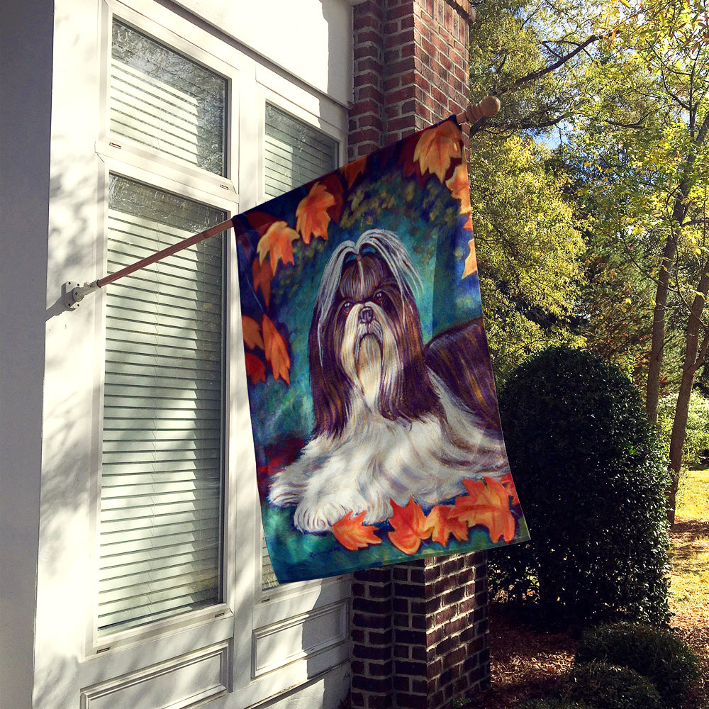 Autumn Leaves Shih Tzu Flag Canvas House Size