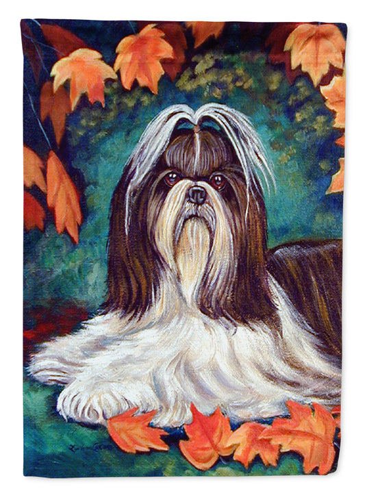 Autumn Leaves Shih Tzu Garden Flag – Decorative Outdoor Yard Flag