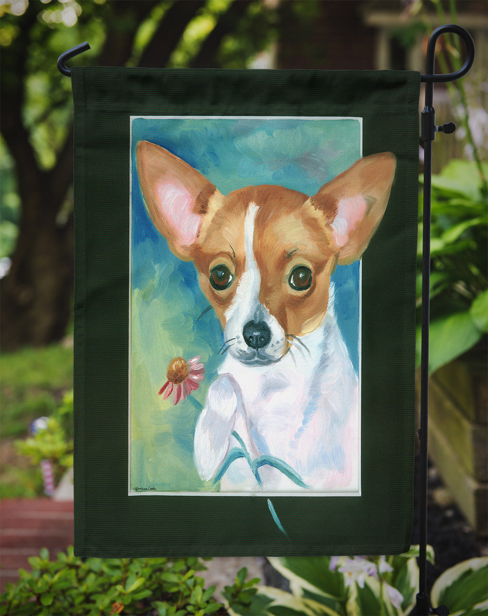 Chihuahua and Daisy Garden Flag – Decorative Outdoor Yard Flag 7360GF