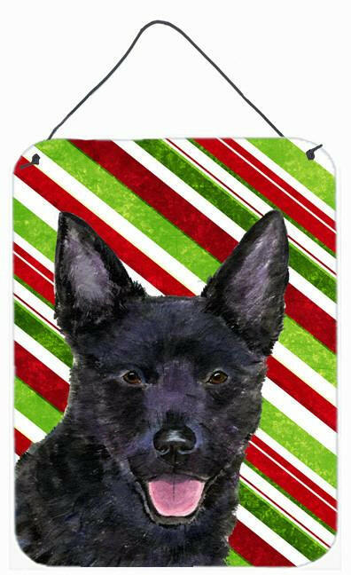 Australian Kelpie Candy Cane Holiday Christmas Metal Wall Door Hanging Prints