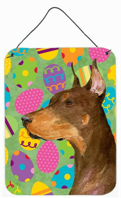 Doberman Easter Eggtravaganza Aluminium Metal Wall or Door Hanging Prints