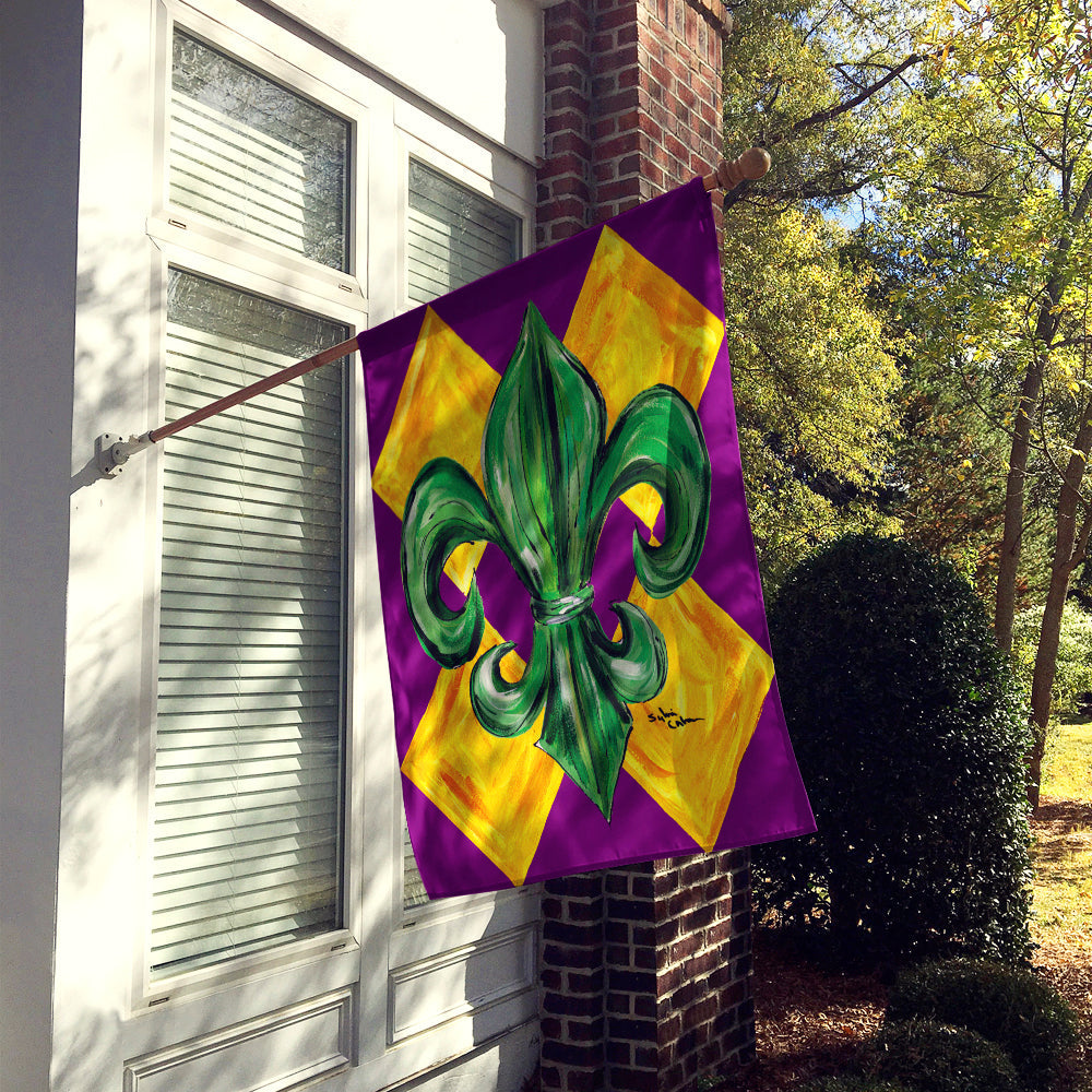 Mardi Gras Harlequin Fleur de lis Flag Canvas House Size