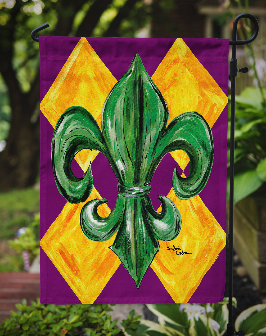 Mardi Gras Harlequin Fleur de lis Garden Flag – Decorative Outdoor Yard Flag
