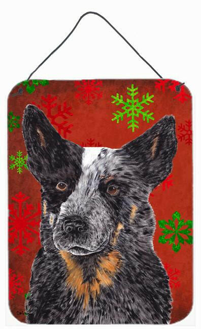 Australian Cattle Dog Red Snowflakes Christmas Metal Wall Door Hanging Prints