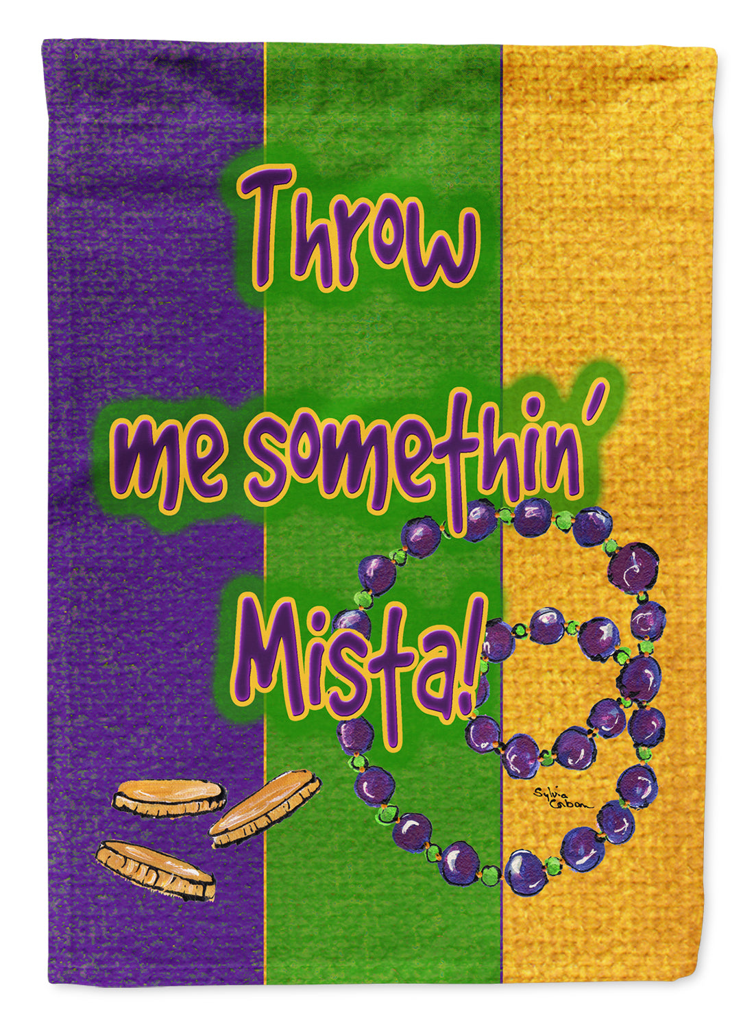 Mardi Gras Throw me Something Mister Flag Canvas House Size