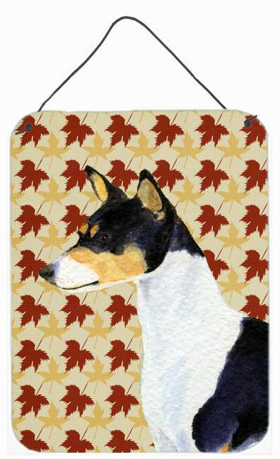 Basenji Fall Leaves Portrait Aluminium Metal Wall or Door Hanging Prints