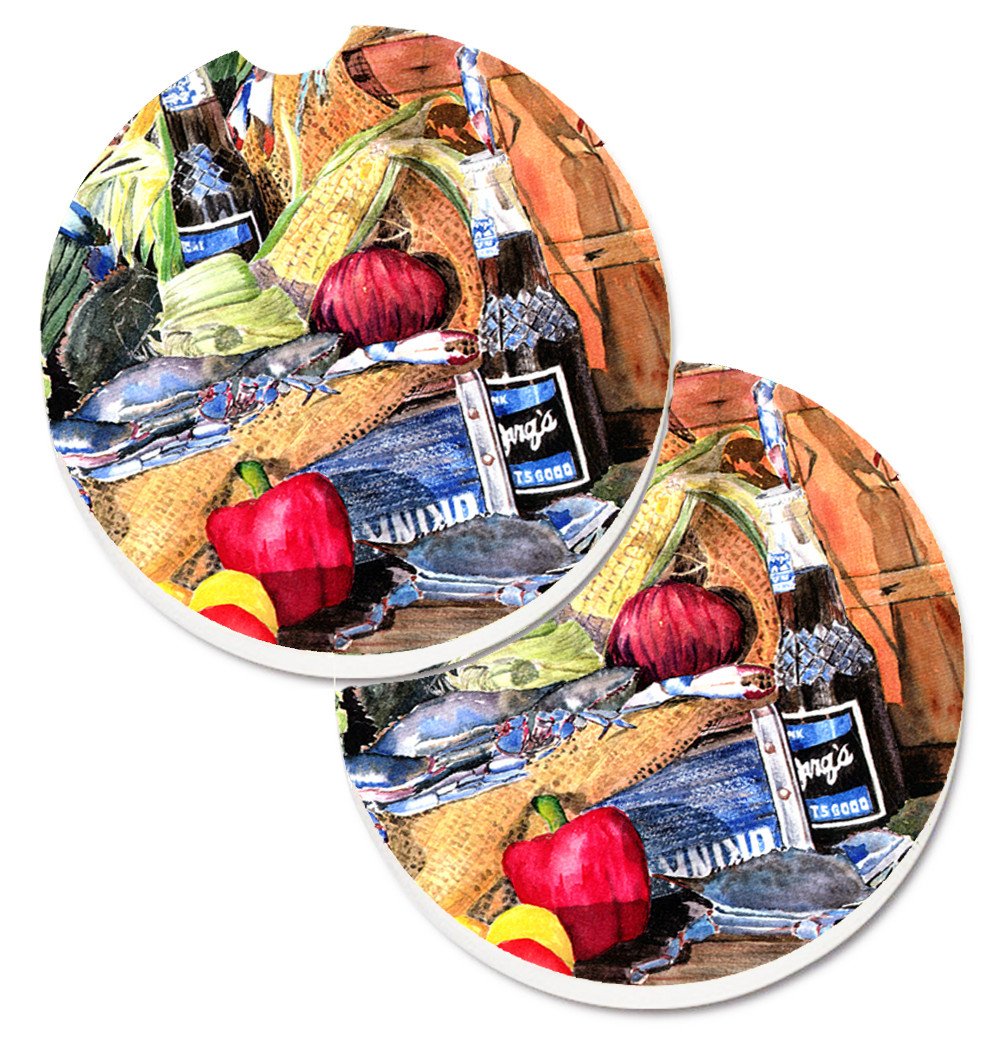 Barq's and Crabs Car Coasters – Set of 2 - Absorbent Stone with Fun & Functional Artwork 8538CARC