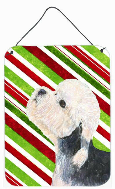 Dandie Dinmont Terrier Candy Cane Christmas Metal Wall or Door Hanging Prints