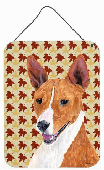 Basenji Fall Leaves Portrait Aluminium Metal Wall or Door Hanging Prints