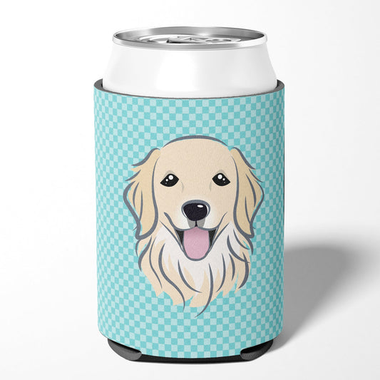 Checkerboard Blue Golden Retriever Can or Bottle Hugger BB1143CC