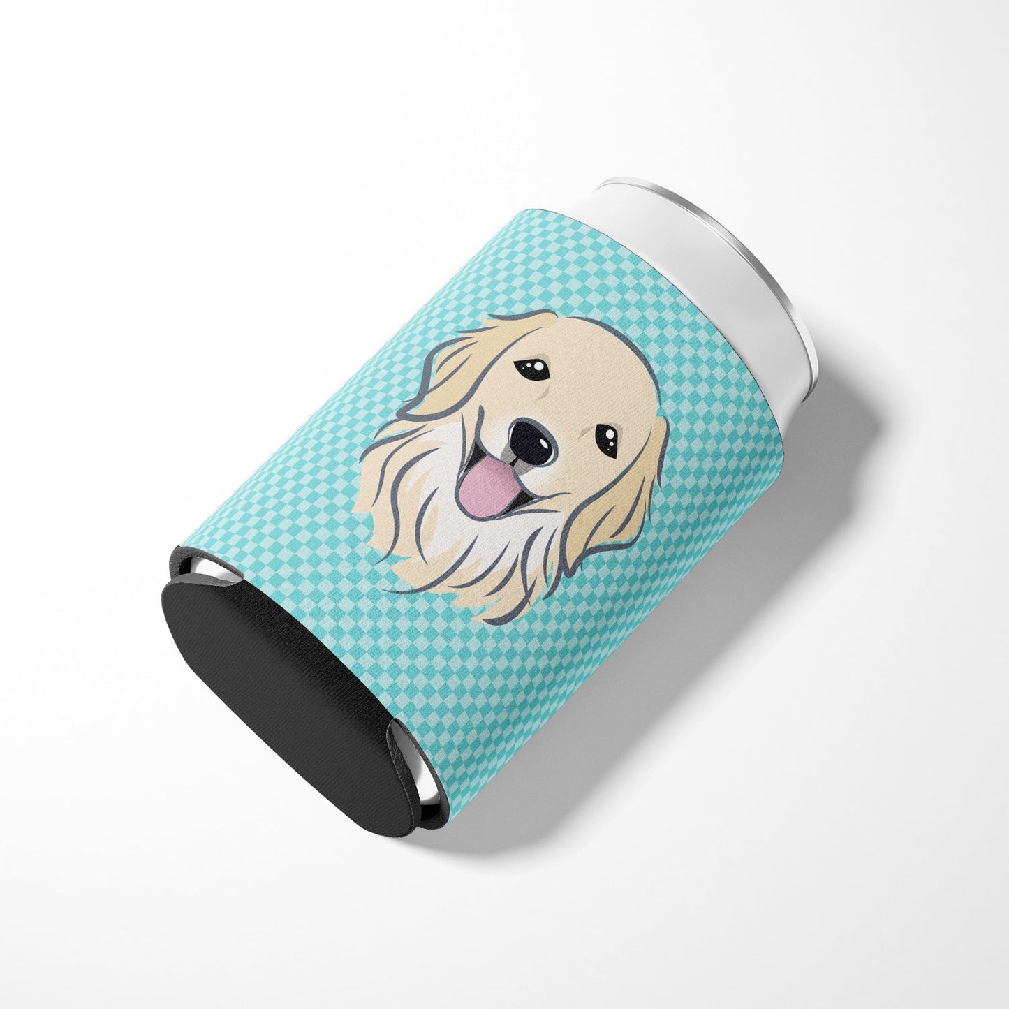 Checkerboard Blue Golden Retriever Can or Bottle Hugger BB1143CC