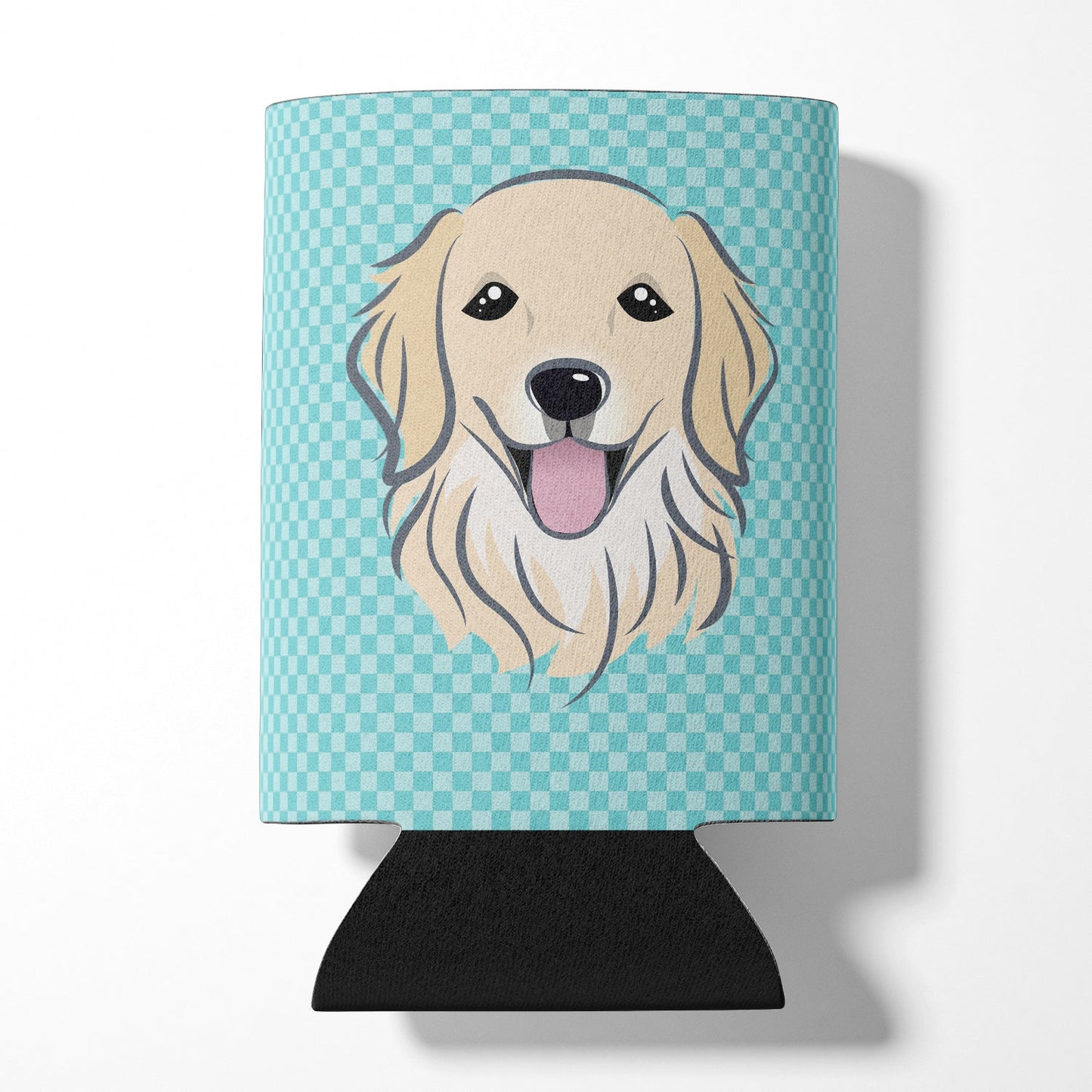 Checkerboard Blue Golden Retriever Can or Bottle Hugger BB1143CC