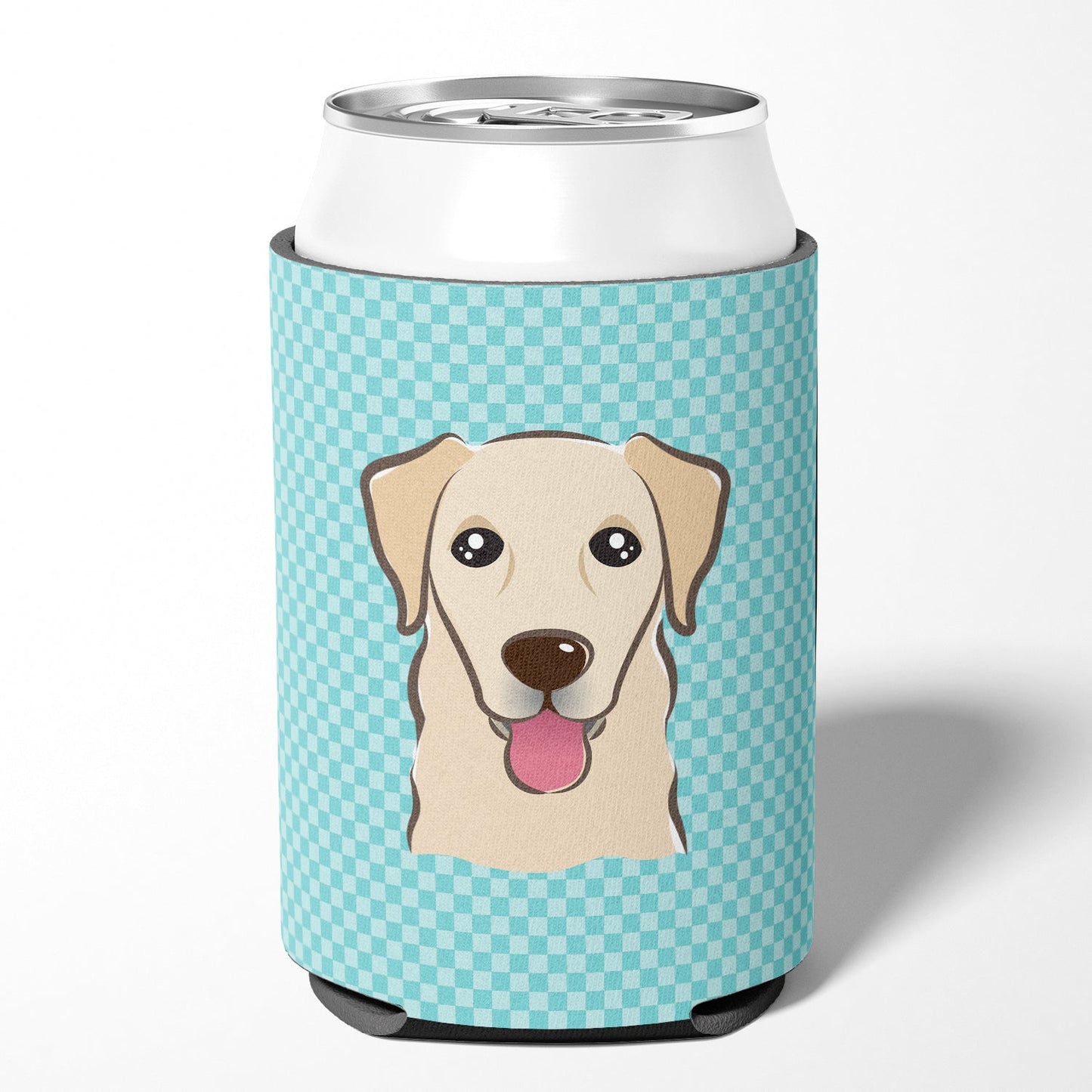 Checkerboard Blue Golden Retriever Can or Bottle Hugger BB1190CC
