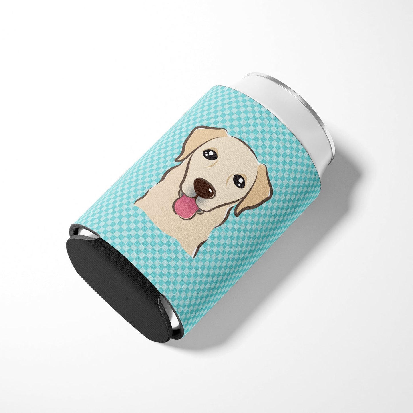 Checkerboard Blue Golden Retriever Can or Bottle Hugger BB1190CC