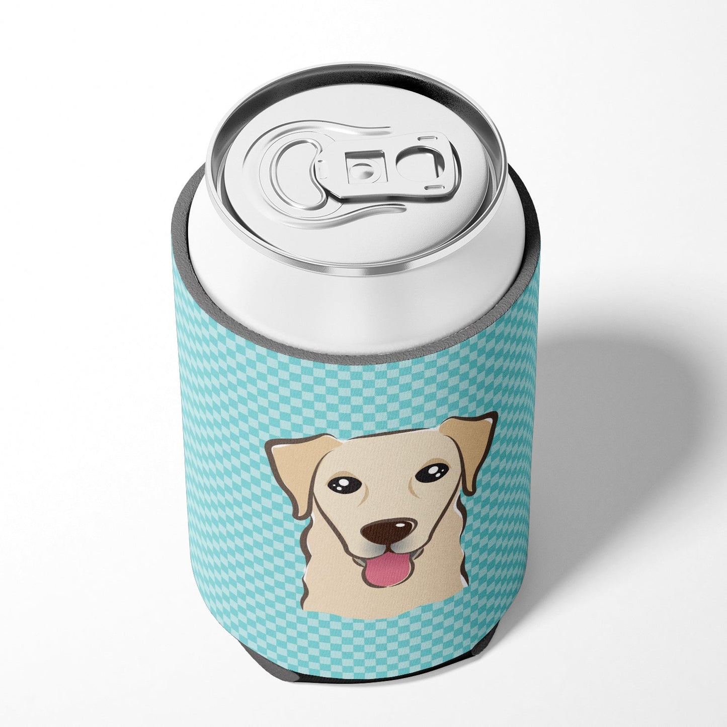 Checkerboard Blue Golden Retriever Can or Bottle Hugger BB1190CC