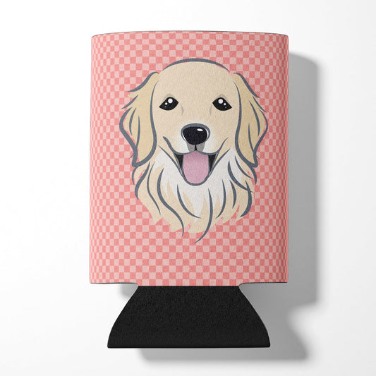 Checkerboard Pink Golden Retriever Can or Bottle Hugger BB1205CC