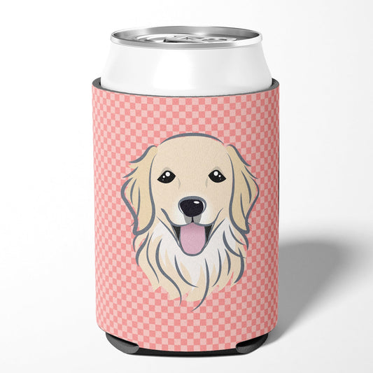 Checkerboard Pink Golden Retriever Can or Bottle Hugger BB1205CC