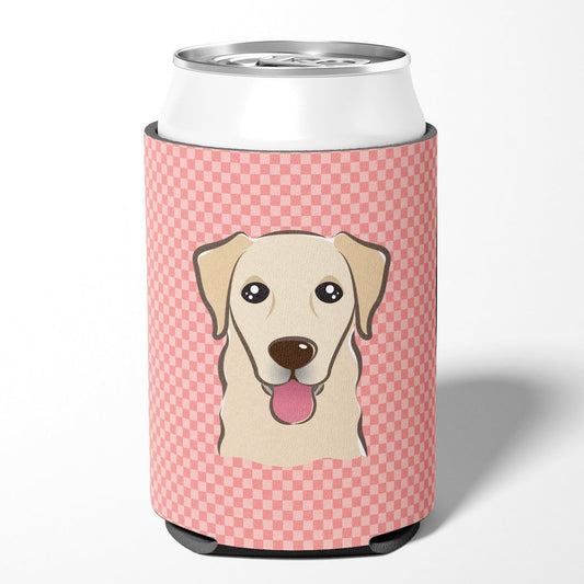 Checkerboard Pink Golden Retriever Can or Bottle Hugger BB1252CC
