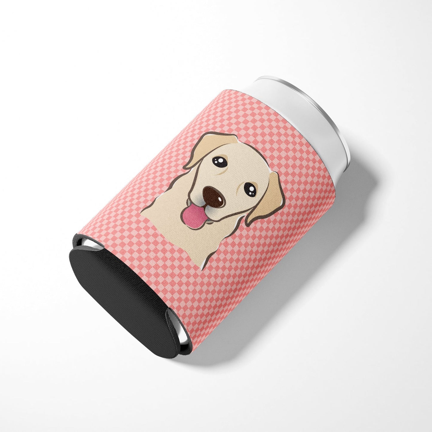 Checkerboard Pink Golden Retriever Can or Bottle Hugger BB1252CC