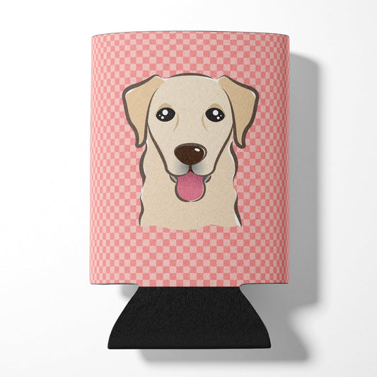 Checkerboard Pink Golden Retriever Can or Bottle Hugger BB1252CC