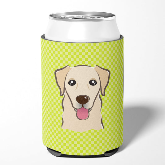 Checkerboard Lime Green Golden Retriever Can or Bottle Hugger BB1314CC