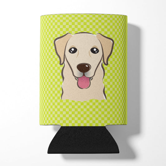 Checkerboard Lime Green Golden Retriever Can or Bottle Hugger BB1314CC