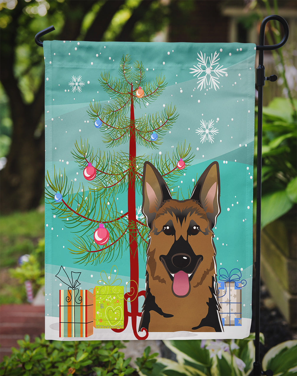 Christmas Tree and German Shepherd Garden Flag – Decorative Outdoor Yard Flag BB1583GF