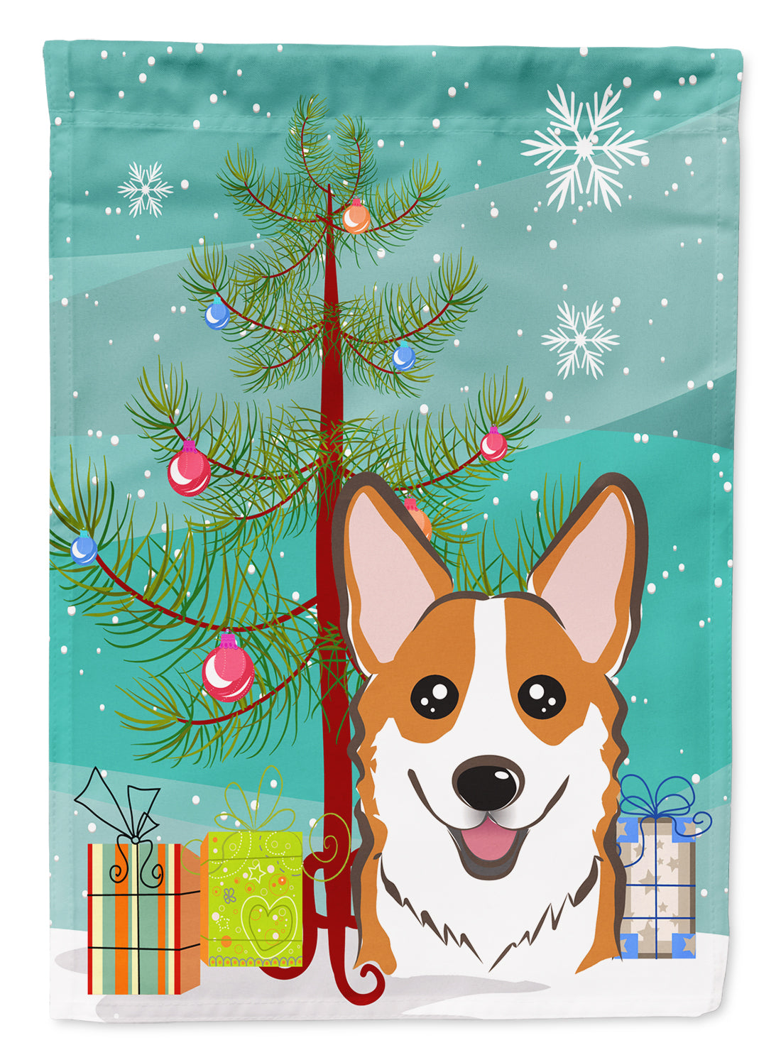 Christmas Tree and Red Corgi Flag Canvas House Size BB1626CHF
