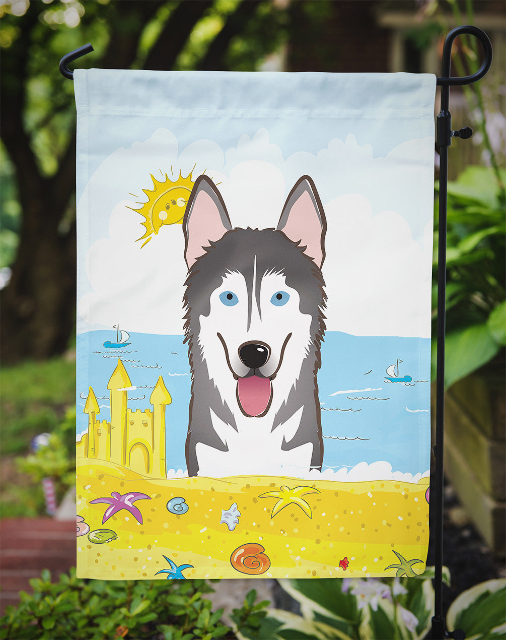 Alaskan Malamute Summer Beach Garden Flag – Decorative Outdoor Yard Flag BB2086GF