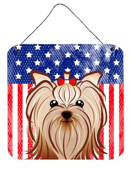 American Flag and Yorkie Yorkishire Terrier Wall or Door Hanging Prints BB2134DS66