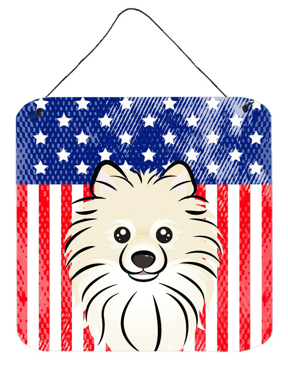 American Flag and Pomeranian Wall or Door Hanging Prints BB2137DS66