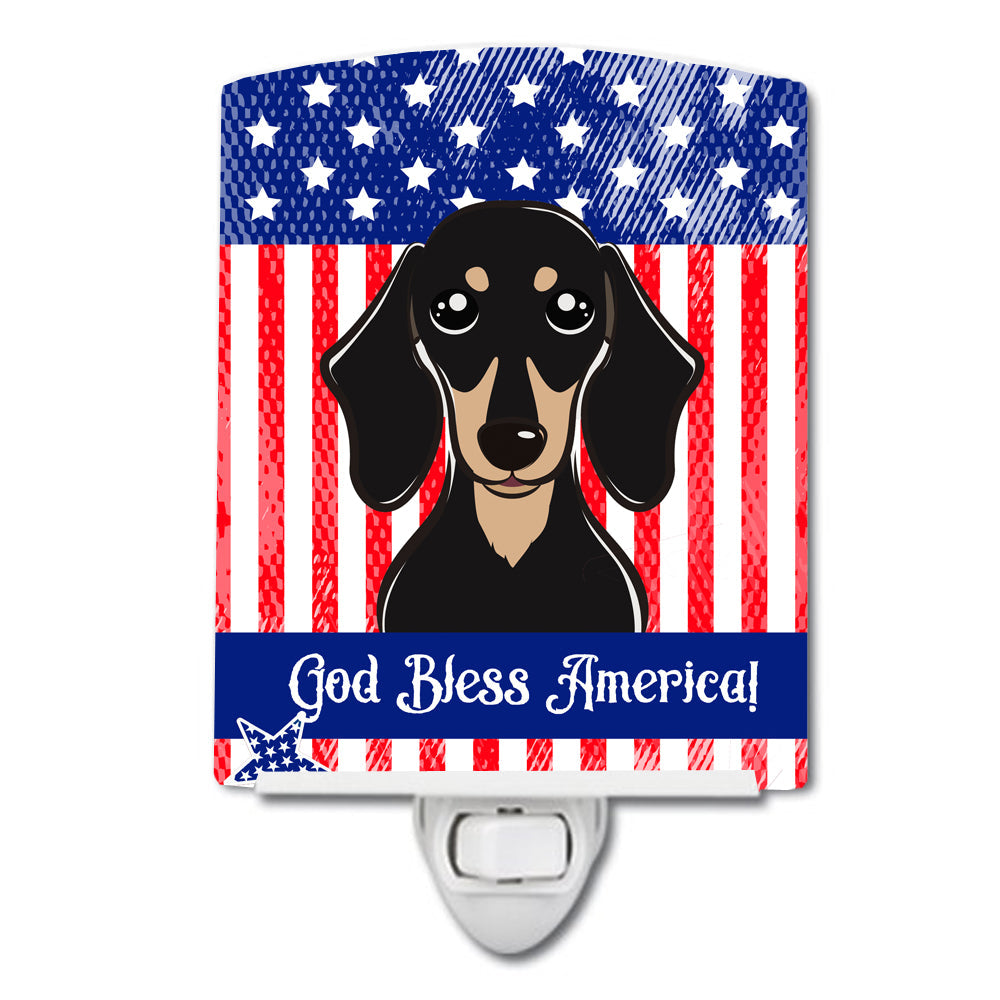American Flag and Smooth Black and Tan Dachshund Ceramic Night Light BB2145CNL