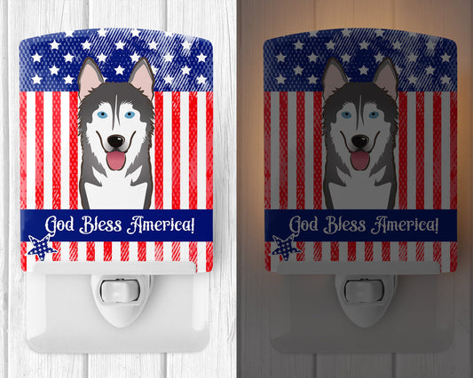 American Flag and Alaskan Malamute Ceramic Night Light BB2148CNL