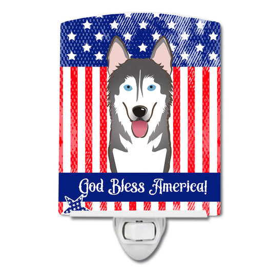 American Flag and Alaskan Malamute Ceramic Night Light BB2148CNL