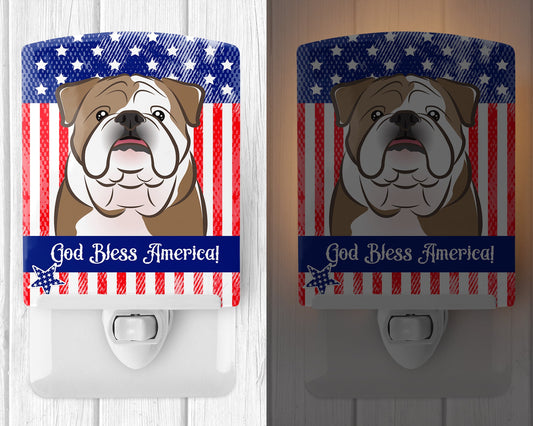 American Flag and English Bulldog  Ceramic Night Light BB2149CNL