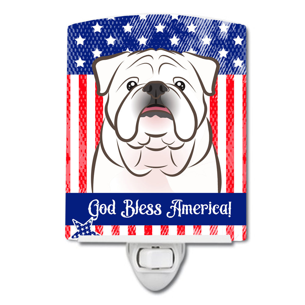 American Flag and White English Bulldog  Ceramic Night Light BB2150CNL