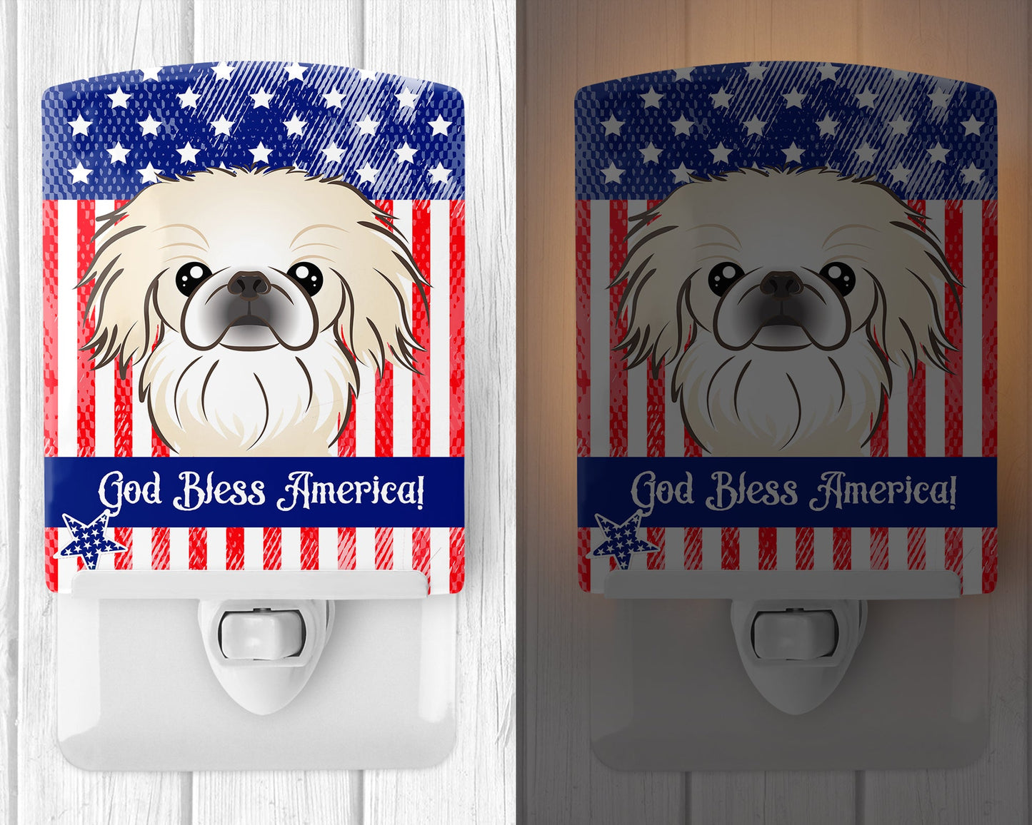 American Flag and Pekingese Ceramic Night Light BB2151CNL