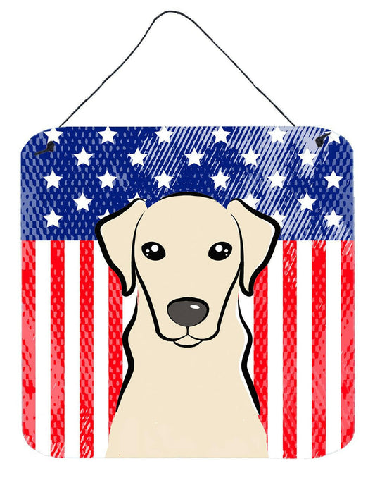 American Flag and Yellow Labrador Wall or Door Hanging Prints BB2152DS66