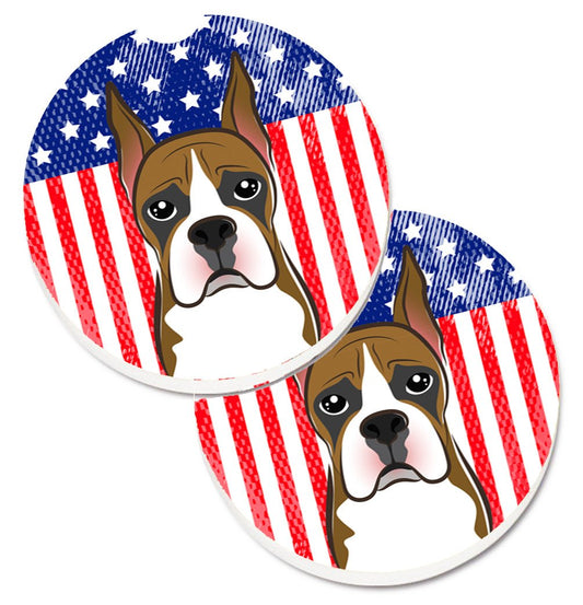American Flag and Boxer Car Coasters – Set of 2 - Absorbent Stone with Fun & Functional Artwork BB2153CARC