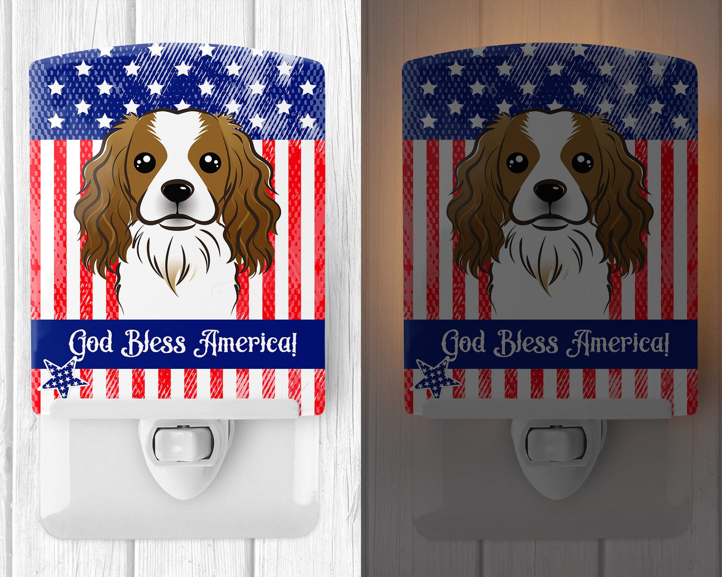 American Flag and Cavalier Spaniel Ceramic Night Light BB2154CNL