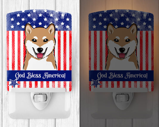 American Flag and Shiba Inu Ceramic Night Light BB2155CNL