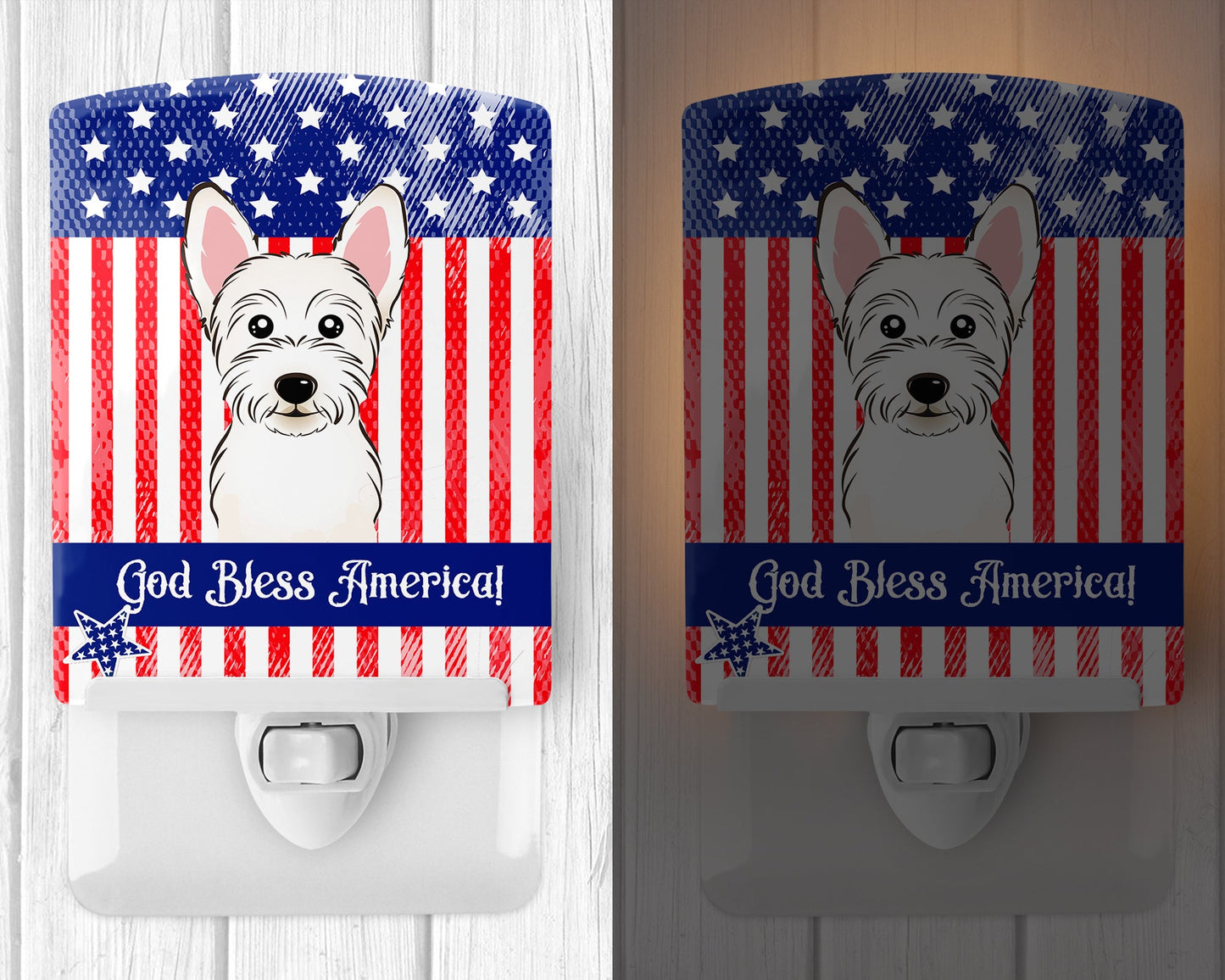 American Flag and Westie Ceramic Night Light BB2156CNL
