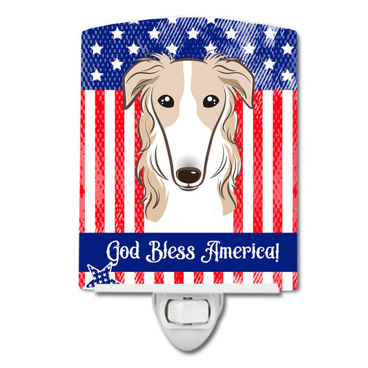 American Flag and Borzoi Ceramic Night Light BB2158CNL
