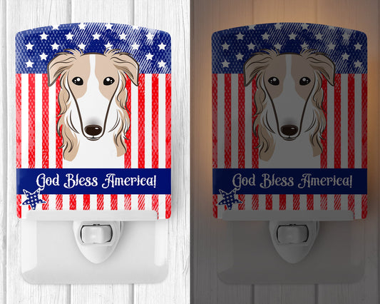 American Flag and Borzoi Ceramic Night Light BB2158CNL