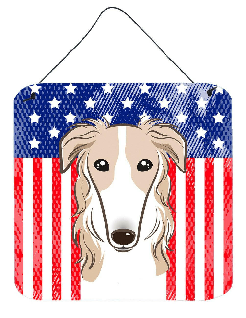 American Flag and Borzoi Wall or Door Hanging Prints BB2158DS66