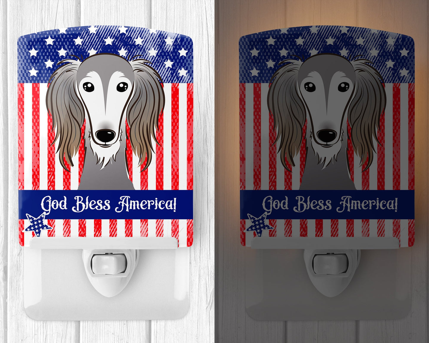 American Flag and Saluki Ceramic Night Light BB2159CNL